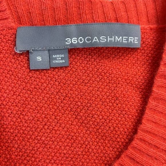 360 CASHMERE Orange V-Neck Oversized Sweater Size Small - Picture 7 of 8